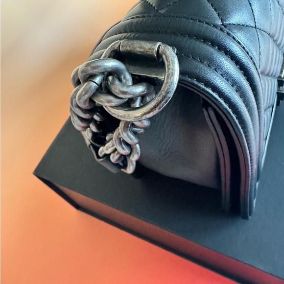 Chanel Black Quilted Leboy Bag , Lambskin leather Silver Accents.COA included - Picture 5 of 16